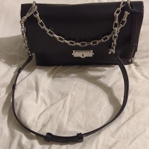 Michael Kors Black Shoulder Bag with Silver Chain